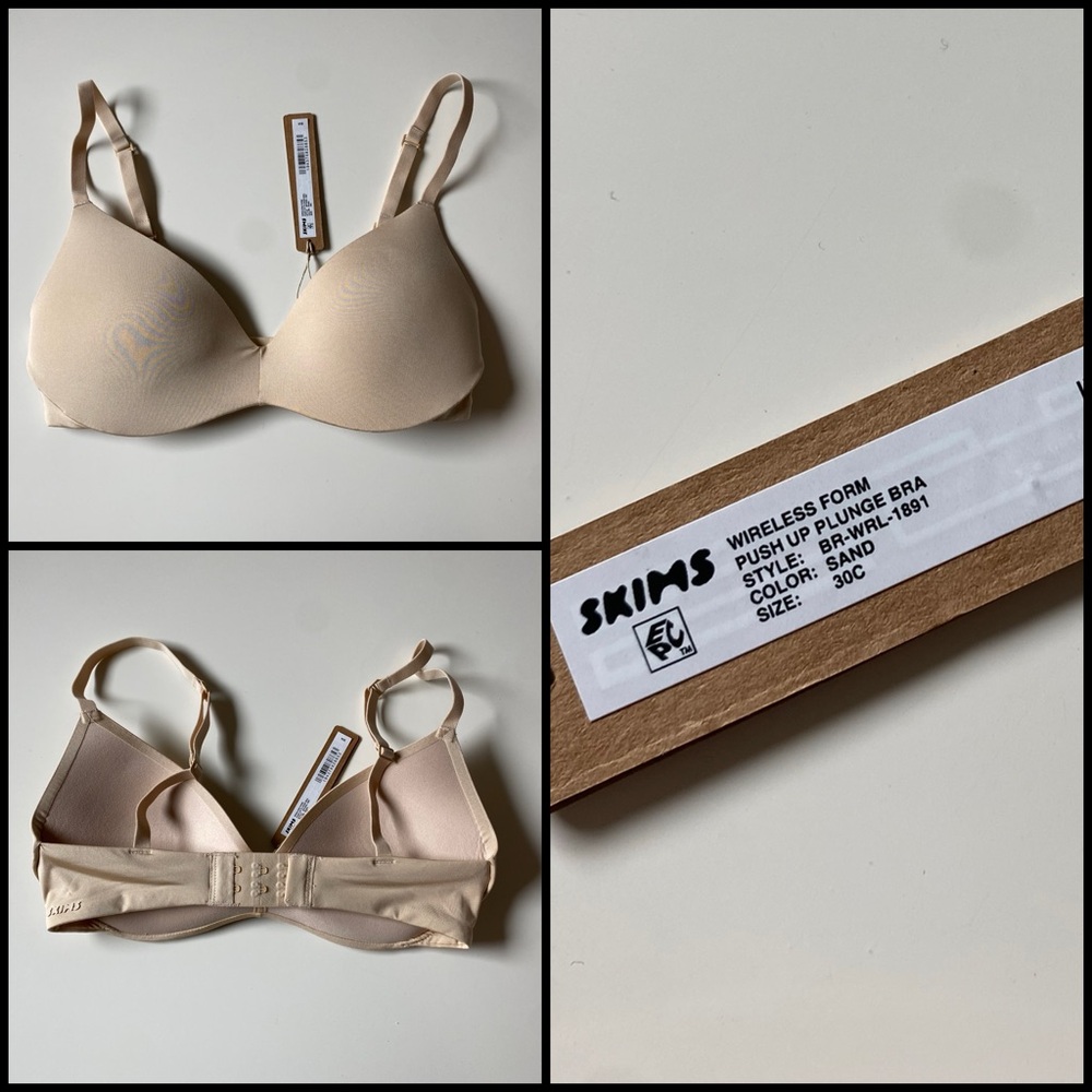 SKIMS Wireless Form Push Up Plunge Bra - Sand